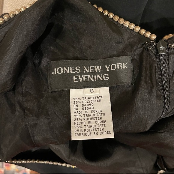 Jones New York Evening Form fitting Rhinestone Embellished Black Maxi Dress Sz 6 - Picture 3 of 12